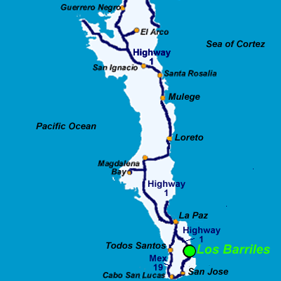 Map Los Barriles Baja Sur