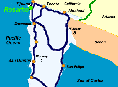 Rosarito Beach road map